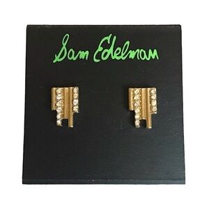Sam Edelman Pave Gold Toned Metal Post Earrings - Approximately 3/8” L x 1/2” W